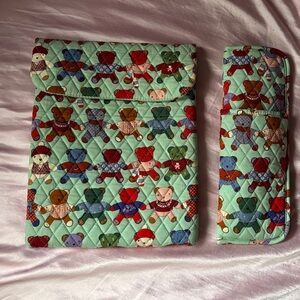 Vera Bradley Playful Bears Quilted Wallet & Case Set